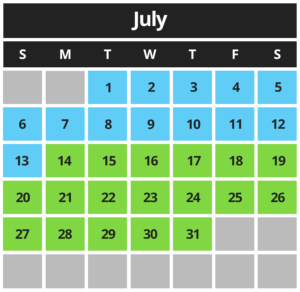 MCB Calendar July 2025